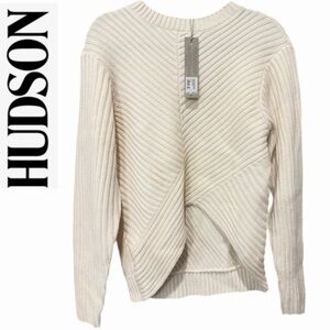 Hudson Jeans White Rabbit Wrap Sweater NWT Small Merino Wool Blend